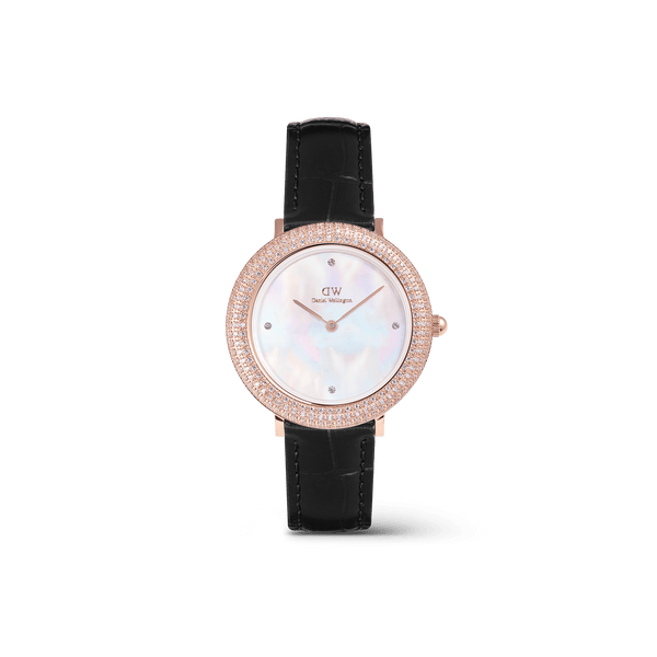 Daniel Wellington Crystalline Bezel Black Croc Rose Gold
